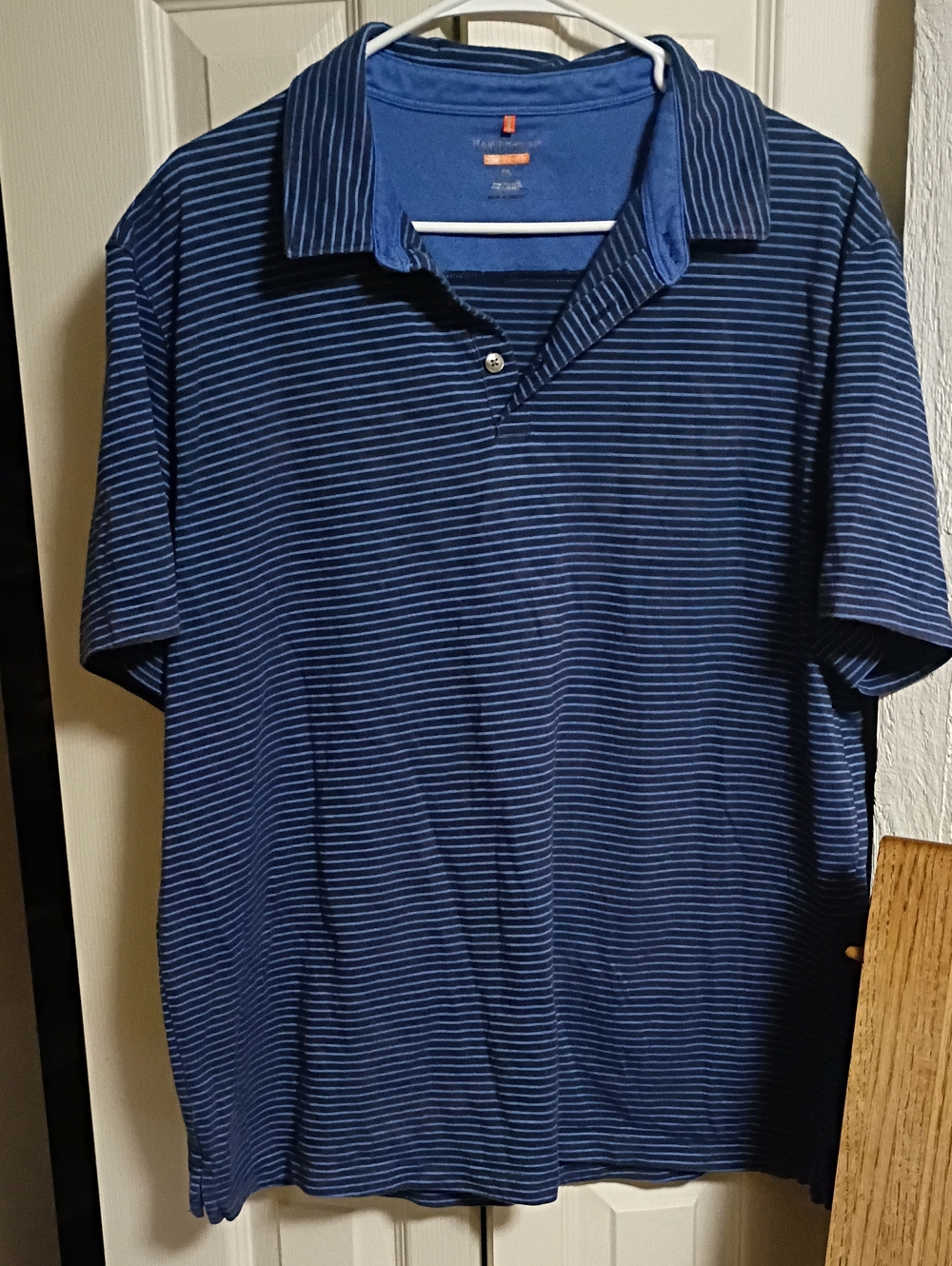Van Heusen Navy and Light Blue Striped Polo